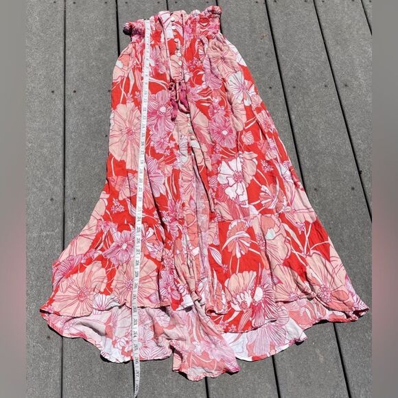 C & C CALIFORNIA High Waist Button Front Ruffle Hem Floral Gypsy Maxi Skirt Sz M - Picture 1 of 6